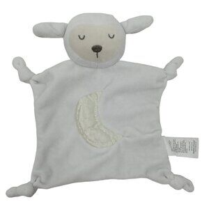 Stepping Stones Lamb Knotted Satin Moon Lovey Lovie Security Blanket White Plush